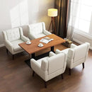 UIXE Accent Chair, Modern Upholstered Armchair in Fabric for Living Room, Comfy Club Arm Chairs Single Sofa Button Tufted Bedroom Reading Seat - Beige, Set of 4 by CozyNest Decor