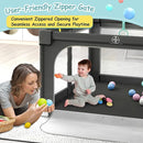 Foldable Playpen for Babies and Toddlers, 50" X 50" Large Collapsible Play Pen with Basket, 4 Handlers & 50 Ocean Balls, Portable Travel Play Yard with Carry Bag, No Installation, Grey by TinyTreasures Baby Boutique