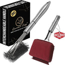Stainless Steel Grill Brush Cleaning Kit, Grilling Accessories, Interchangeable BBQ Brush & Griddle Scraper with Fire-Resistant Cleaning Sponge, Dishwasher Safe Grill Cleaner, BBQ Accessories by GreenHaven Gardens