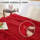 L'AGRATY Chunky Knit Blanket Throw - Soft Chunky Throw Blanket 50x60: 100% Hand Kintted Chenile Crochet Blanket Large Cable Knit Chunky Blanket - Rope Knot Throw Blanket for Couch Home Decor(Red) by CozyNest Decor