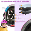 KAMUGO Kids Adjustable Helmet, with Sports Protective Gear Set Knee Elbow Wrist Pads for Toddler Age 2-8 Boys Girls, Bike Skateboard Hoverboard Scooter Rollerblading Helmet Set by TinyTreasures Baby Boutique