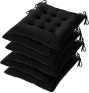 OVOV Chair Cushions for Dining Chairs Set of 6 Tufted Indoor Chair Pads with Ties Soft Square Seat Cushions for Kitchen Chairs 15.5"x15.5",Black by CozyNest Decor