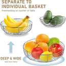 CAXXA 3-Tier Hanging Basket Fruit Organizer Kitchen Heavy Duty Wire Organizer with 2 Free Bonus Metal Ceiling Hooks, Chrome by CozyNest Decor