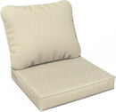 LVTXIII Outdoor Deep Seat Cushion Patio Seat and Back Cushion Set Seasonal Chair Cushion with Removable Cover and Adjustable Buckle for Home and Garden, 24"x24"x4", Strip Beige by GreenHaven Gardens