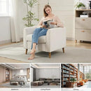 Modern Accent Chair with Wooden Legs Plush Fabric Armchair Chenille Side Single Sofa Chair for Bedroom, Office Cafe Waiting Room Apartment (Beige Armchair) by CozyNest Decor