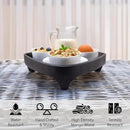 Mango Wood Serving Triangular Tray – 12x11.5x3.25 Inch Decorative Tray for Serving in Bed, Appetizers, Table, BBQ, Patio, Party – Perfect for Lap and Couch Use, Matt Finish, Black by CozyNest Decor