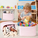 3-Pack Shelf Baskets for Organizing, Woven Storage Basket for Shelves, Cotton Rope Storage Bins for Toys Books, Nursery Towel Baskets for Classroom, 14.96"X9.8"X8.85", Pink by CozyNest Decor