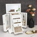 Jewelry Box for Women, Rustic Wooden Jewelry Boxes & Organizers with Mirror, 4 Layer Jewelry Organizer Box Display for Rings Earrings Necklaces Bracelets (Weathered White) by TinyTreasures Baby Boutique