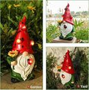 Garden Gnome Statue, Resin Sunflower Ladybug Gnome Figurine with Solar Lights for Porch Patio Yard Outdoor Decor by GreenHaven Gardens
