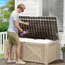 YITAHOME 120 Gallon Large Deck Box, Upgraded Resin Outdoor Storage Boxes w/Flexible Divider, Waterproof Cushion Storage Bench for Patio Furniture, Pool Supplies, Garden Tools - Lockable, Taupe by GreenHaven Gardens