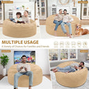 4FT Bean Bag Chair, Large Bean Bag Chairs with Memory Foam Filled, Fluffy Beanbag Sofa with Dutch Velvet Cover, Round BeanBag Chairs for Living Room, Playroom - Khaki by TinyTreasures Baby Boutique