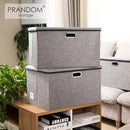 PRANDOM Extra Large Collapsible Storage Bins with Lids [5-Pack] Linen Fabric Foldable Storage Baskets Boxes Organizer Containers Cube with Cover for Bedroom Closet Office Nursery (22.8x15.75x13.8) by CozyNest Decor