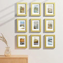 Vittanly 6x8 Picture Frames Set of 9, Shatter Resistant Plexiglass, Display 4x6 Pictures with Mat or 6x8 without Mat, Photo Frames for Wall or Tabletop, Engineered Wood, Gold by CozyNest Decor