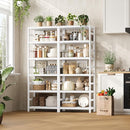 FOTOSOK 6-Tier Bamboo Shelf, Bamboo Bookcase with Adjustable Shelves, Free Standing Storage Shelf Unit, Plant Flower Stand for Bathroom, Kitchen, Home Office, White by CozyNest Decor
