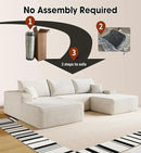 108" Sectional Couches for Living Room Modern Modular Sofa with L-Shape Couchs Upholstered Boneless Couch Deep Seat Sectional Couch with Chaise (White, Left Facing Chaise+2Seaters+1Ottoman) by CozyNest Decor