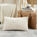 Fancy Homi 2 Packs Cream Lumbar Decorative Throw Pillow Covers 16x32 Inch for Living Room Couch Bed Sofa, Rustic Farmhouse Boho Home Decor, Soft Striped Corduroy Rectangle Accent Cushion Case 40x80 cm by CozyNest Decor