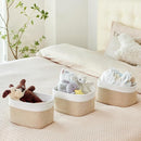 Small Cotton Rope Storage Basket Set of 3-11"x7"x7" Perfect Woven Baskets for Storage, Ideal Storage Baskets for Organizing Toys, Towels, and More - Baskets for Shelves（White & Mixed Camel） by TinyTreasures Baby Boutique
