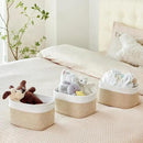 Small Cotton Rope Storage Basket Set of 3-11"x7"x7" Perfect Woven Baskets for Storage, Ideal Storage Baskets for Organizing Toys, Towels, and More - Baskets for Shelves（White & Mixed Camel） by CozyNest Decor