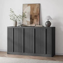 Fluted Buffet Cabinet with Storage, 60" Sideboard Buffet Storage Cabinet with 4 Doors & Adjustable Shelves, Wood Coffee Bar Credenza Accent Cabinet for Kitchen, Dining Room, Living Room, Black(1PCS) by CozyNest Decor