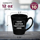 DISCOUNT PROMOS Custom Glossy Ceramic Latte Coffee Mug 12 oz. Set of 10, Personalized Bulk Pack - Perfect for Tea, Espresso, Cappuccino, Hot Cocoa - Black by CozyNest Decor