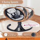 LAREX Baby Swing to Toddler Electric Infant Swing Portable for Newborn Boy Girl, 5 Sway Speeds with Remote Control, 12 Preset Melodies and Bluetooth, 0-6 Months Max 20 Lbs (Gray) by TinyTreasures Baby Boutique