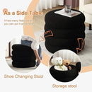 ONEVOG 16 Inch Small Ottoman Foot Rest, Sherpa Storage Ottoman for Toys, Black Vanity Stool Soft Tufted Fabric Pouf, Footstool Seat for Living Room, Dorm, Bedroom by CozyNest Decor