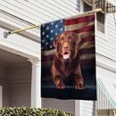 FLAGWIX Patriot American Dog Flags - Chocolate Labrador American Double Sided Flag - 4th of July Decorations for Home, Outside, House Flag 30x40 Heavy Duty Canvas, Decorative Indoor Outdoor Flag by GreenHaven Gardens