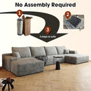 136" Sectional Couches for Living Room Modern Modular Sofa with L-Shape Couchs Upholstered Boneless Couch Deep Seat Sectional Couch with Chaise (Grey, Right Facing Chaise+3Seaters+Ottoman) by CozyNest Decor