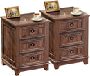 Farmhouse Night Stand Set of 2, 18" End Table with 3 Drawer Metal Handle, Dresser for Bedroom, Sofa Bed Side Table Chest of Drawers,Wood Nightstand Cabinet for Organizer, Living Room-Brown by CozyNest Decor