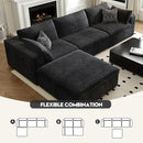 118" Cloud Couch Modular Sectional Sofa for Living Room,Modern Sofa with Deep Seat，L-Shape Boneless Couch with Ottoman,Comfy Upholstered Corduroy Couches for Apartment, Studio, Office,Bedroom，Black by CozyNest Decor