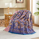 Boho Blanket, 100% Cotton Farmhouse Decorative Throw Blanket, 90"x98" Reversible Bohemian Throw Blanket, Purple All Season Muslin Breathable Woven Blankets Quilt by CozyNest Decor