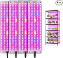 LED Grow Lights for Indoor Plants Full Spectrum,600LEDs Full Spectrum Red Bule Grow Lights for Under Cabinet Plant, Grow Lamp with 3/6/12H Timer,6 Dimmable Levels,Grow Lights for Shelves 4 Panel by GreenHaven Gardens