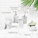 Bathroom Accessories Set, 6 Piece Bathroom Set with Toothbrush Holders, Soap Dispenser, Vanity Tray, Tumbler, Cotton Swab Jars, Bathroom Organizer，Bathroom Sink Sets, Artificial Marble White by CozyNest Decor