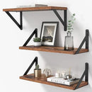 Heimlove Floating Shelves for Wall, 16 Inch Long Wood Floating Shelves Set of 3, Wall Mounted Hanging Shelf for Bathroom Bedroom Kitchen, Rustic Brown by CozyNest Decor