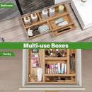 Bamboo Drawer Organizer, 2PCS Stackable Storage Boxes for Utensil Organizer, Wood Tray for kitchen, Bathroom and Bedroom 9" x 6" x 2" by CozyNest Decor