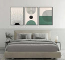 3 Pcs Sage Green Boho Canvas Wall Art Modern Abstract Minimalist Neutral Bohemian Sun Geometric Line Painting Picture Wall Decor Poster Print Artwork for Living Room Bedroom Home Decoration Unframed by CozyNest Decor