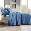 MarCielo 3-Piece 100% Cotton Oversized Bedspread Lightweight Quilt Coverlet Embroidery Farmhouse Bedding Set (TG Midtone Blue, Oversized King (118"x106")) by CozyNest Decor