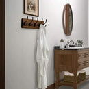 Dseap Wall Mounted Coat Rack: Patented, Heavy-Duty, 17.4" Long 5-Double-Hooks Wooden Hanger Rail for Winter Coats, Hat, Jacket, Clothing - Natural & Black by CozyNest Decor