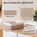 Large Shallow Organizing Baskets 15x11x5.1 Inches - Rope Woven Storage Bins for Bathroom, Shelves, Cube Closet, White Mixed Brown 2 Packs by CozyNest Decor