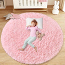 4FT Round Rug for Bedroom: Fluffy Shag Soft Washable Rugs Circle Small Fuzzy Plush Indoor Carpet for Living Room Nursery Playroom Dorm Kids Girls Boys Room (Pink, 4'x4') by TinyTreasures Baby Boutique