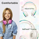 LilGadgets Connect+ Pro Kids Headphones with Mic and Cord, SharePort Technology, Over-Ear Foldable Headset, Volume Limit 93db, Wired Inline 3.5mm Jack for School - Tie Dye Rainbow Headphones for Kids by TinyTreasures Baby Boutique