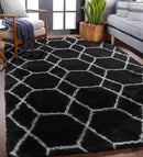 ONASAR Geometric Area Rugs for Bedroom Living Room, Washable 4x6 Black and White Fluffy Shag Throw Rug, Shaggy Plush Bedside Floor Carpet for Nursery Kids Teens Girls Boys Dorm Home Decor by TinyTreasures Baby Boutique