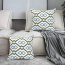 Alysheer Embroidered Decorative Throw Pillow Cover 18"x 18" Set of 2, Classic Boho Geometric Embroidery Pattern Cotton Rectangular Cushion Case for Sofa Couch Living Room Bedroom (Blue Khaki) by CozyNest Decor