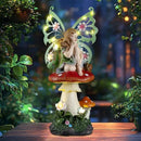 Solar Fairy Garden Decor Flower Fairies Mushroom Figurines with Snail Decor Gifts for Women Mom Miniature Fairy Figurine for Lawn Garden Patio Yard Decorations Outdoor Statue by CozyNest Decor