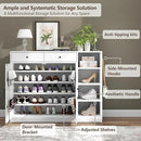Loomie 5-Tier Shoe Cabinet with 4 Side Cubbies, Farmhouse Shoe Rack Cabinet with 6 Adjustable Shelves & 2 Drawers, Freestanding Shoe Storage Cabinet with 4 Brackets & 2 Hooks for Entryway (White) by CozyNest Decor