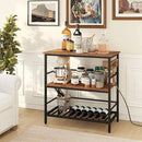 IBUYKE Kitchen Island with Storage, Bakers Rack with Power Outlet,Microwave Stand with Large Worktop,Rolling Bar Cart for Home, Outdoor, Kitchen,Rustic Brown and Black TMJ029H by CozyNest Decor