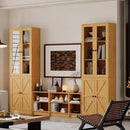 Bookcase with Doors, Tall Cabinets Storage Shelves, 5 Tier Bookshelf with Storage Cabinet, Light Wood Rustic Display Shelf Home Decor Furniture for Office, Living Room, Bedroom, Kitchen, Dining Room by CozyNest Decor