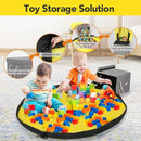 Kids Toy Box Chest Storage with Lid and Big Play Mat for Boys and Girls,Collapsible Fabric Toy Building Bricks Storage Container Organizer Bin with Rug for Playroom and Nursery Organization by TinyTreasures Baby Boutique