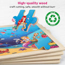 SYNARRY Large Unicorn Mermaid Princess Fairy Wooden Kids Puzzles 4 in 1 Gift Box(12.2 * 9.4 in) - FSC Certified, Wood Puzzles for Kids Ages 4-6, Toys Gifts for 3 4 5 Year Old Toddlers Girls by TinyTreasures Baby Boutique