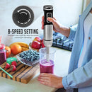OVENTE Cordless Immersion Hand Blender, Rechargeable Handheld Portable Stick Mixer with 8 Mixing Speed Option, One-Touch Control and Stainless Steel Blades for Smoothies, Shakes or Soups, Black HR981B by TinyTreasures Baby Boutique